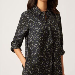 HOBBS London Marci Shirt Dress Navy Yellow Flecks Size 6